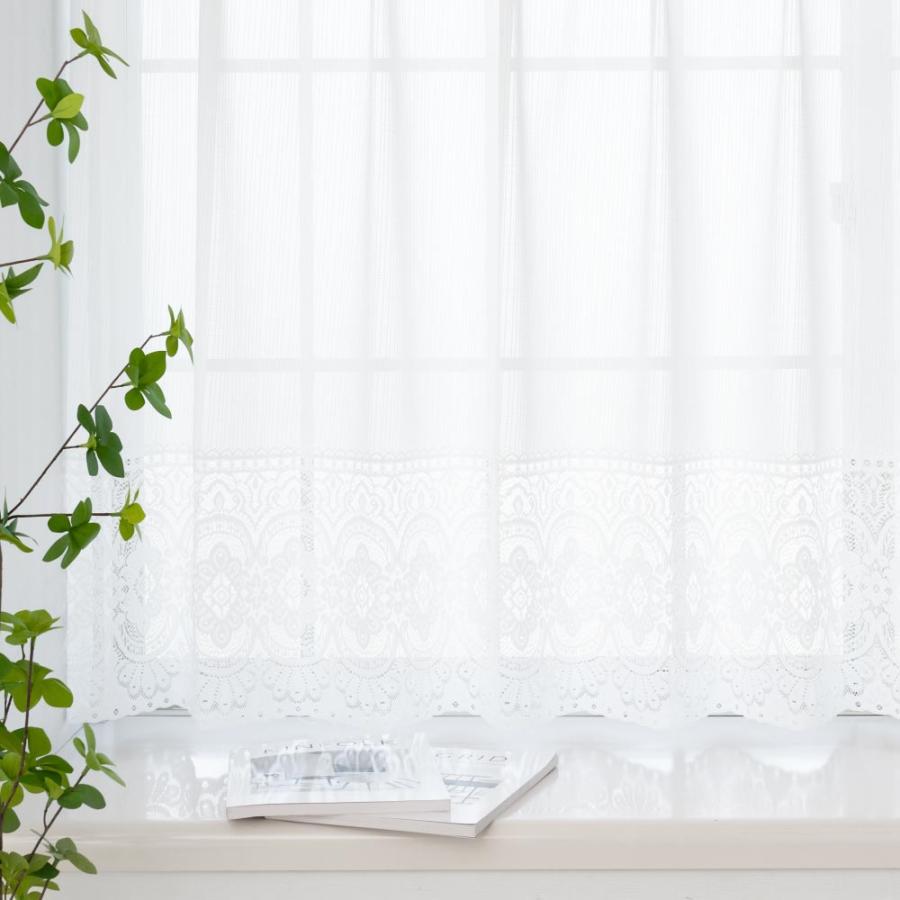 出窓カーテン レースカーテン オーダー 柄 マクラメ調 幅50〜100cm 丈