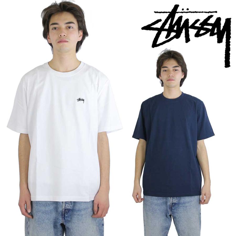 Stussy ステューシー Tシャツ 半袖 S/SL CREW ホワイト ネイビー