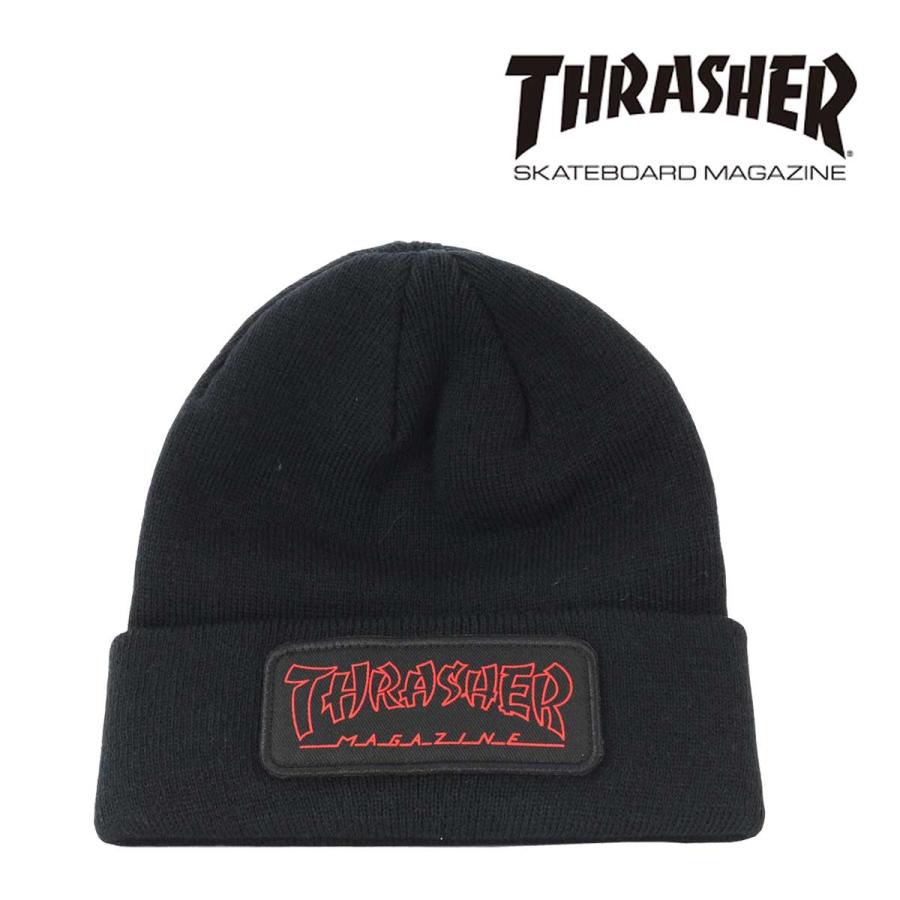 THRASHER スラッシャー ニットキャップ China Patch Beanie ブラック 帽子 ブランド ファッション メンズ レディース | THRASHER