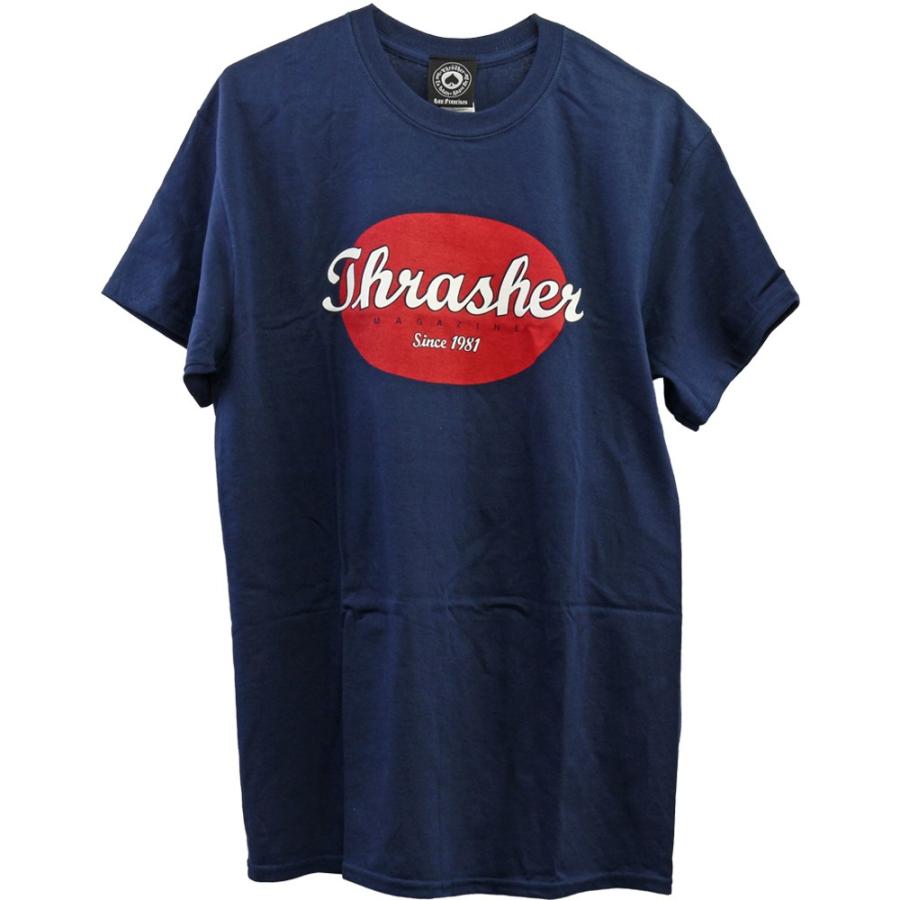 半袖 Tシャツ スラッシャー THRASHER tシャツ Oval S/S Tee Navy Blue オーバル スケートボード スケボー | THRASHER | 03