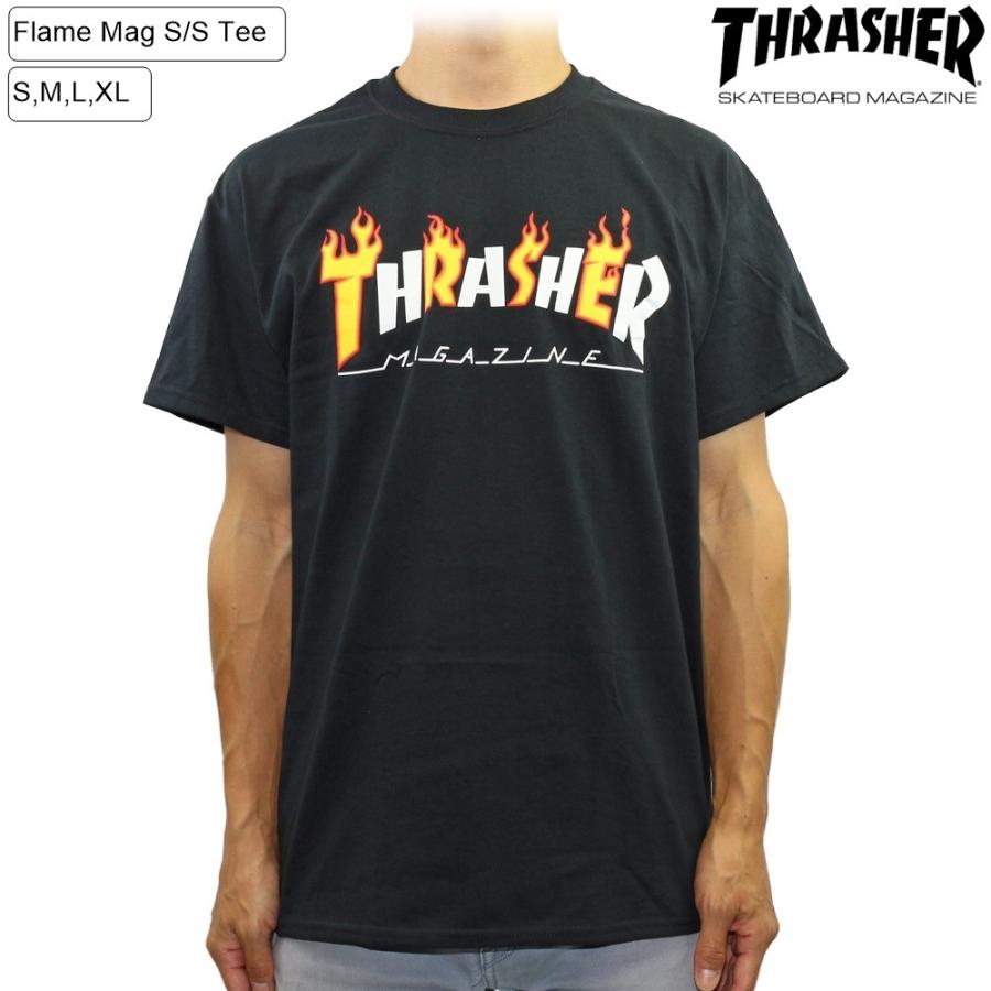 半袖 Tシャツ スラッシャー THRASHER tシャツ Flame Mag S/S Tee Black フレイムマグ スケートボード スケボー | THRASHER