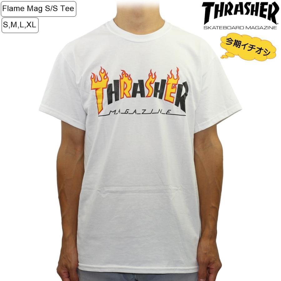 半袖 Tシャツ スラッシャー THRASHER tシャツ Flame Mag S/S Tee White フレイムマグ スケートボード スケボー | THRASHER