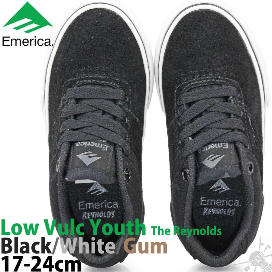 エメリカ 16.5cm スケボー シューズ Emerica The Reynolds Low Vulc Youth Black/White レイノルズ バルク ユース ブラック 黒 靴 スニーカー | Emerica | 04