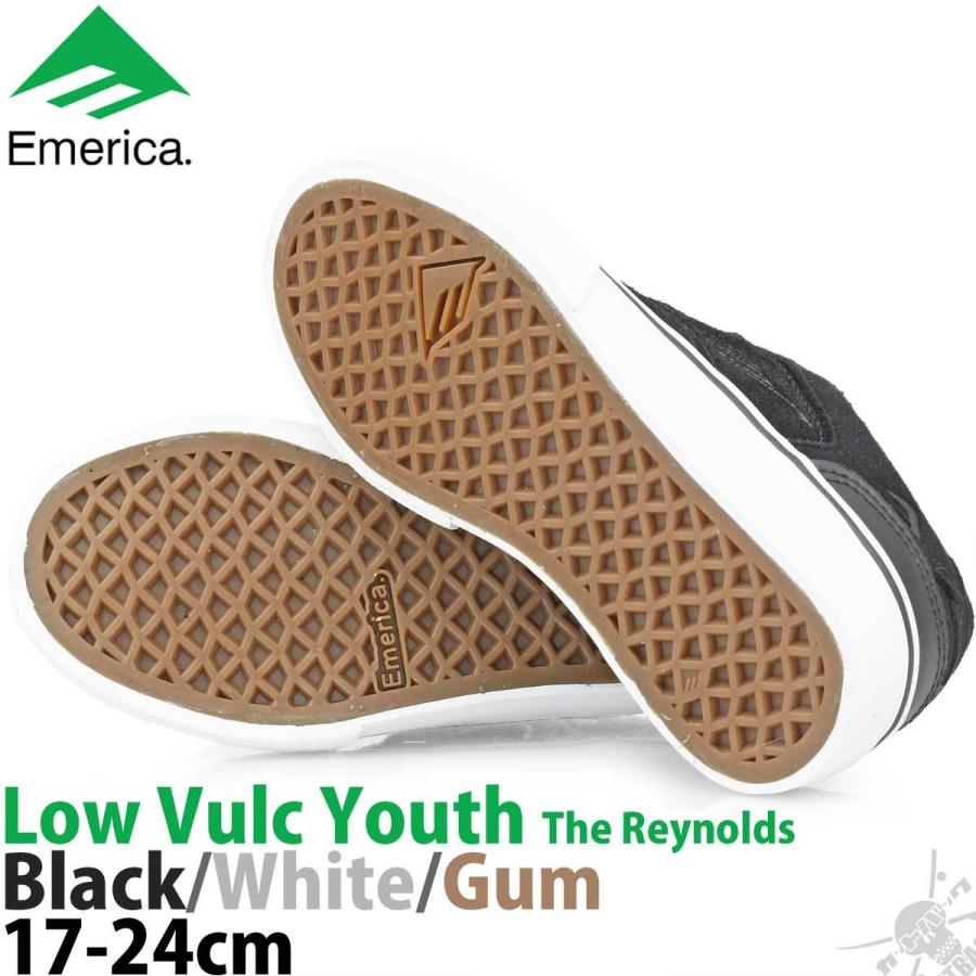 エメリカ 16.5cm スケボー シューズ Emerica The Reynolds Low Vulc Youth Black/White レイノルズ バルク ユース ブラック 黒 靴 スニーカー | Emerica | 05