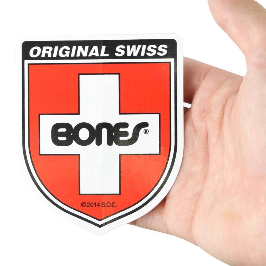 Bones ボーンズ Bearings Swiss Shield MD ステッカー 8.2cmx10cm スケートボード スケボー シール | POWELL | 01