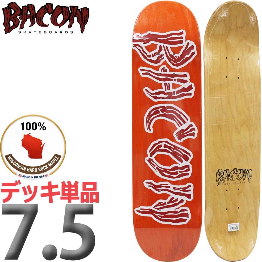 ベーコン スケボー キッズデッキ 7.5x28.5インチ Bacon OG Logo Grassfiber 6PLY Deck スケートボード ロゴ グラスファイバー 薄い 軽い 高耐久性 | ブランド登録なし