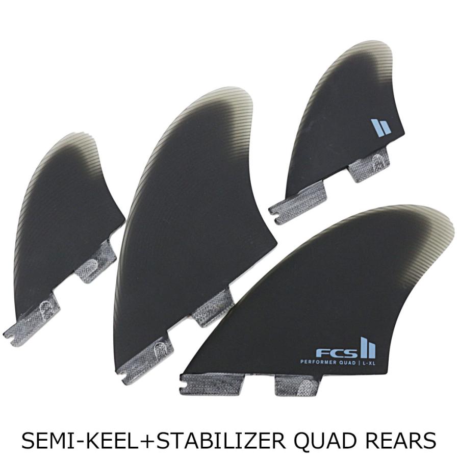FCS II PERFORMER QUAD TWIN FIN + QUAD REARS SET 4枚セット ツイン キール フィン ショートボード用 | FCS | 01