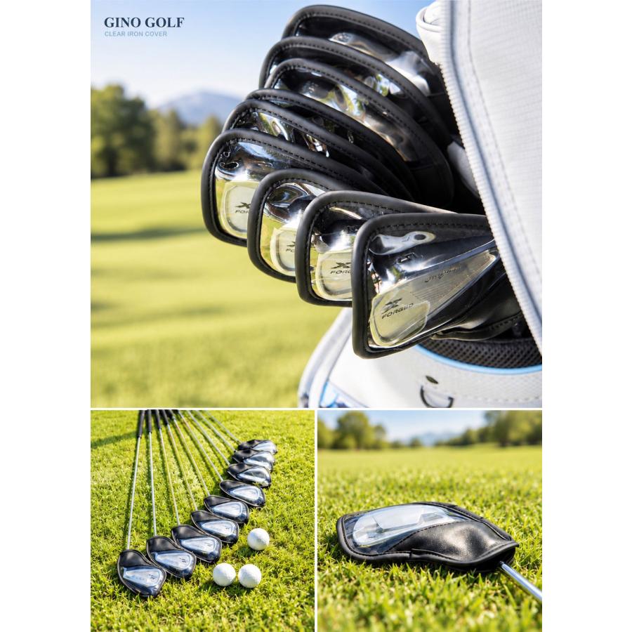 GINO GOLF クリア アイアンカバー 単品 3個セット 6個セット 9個セット 透明 マグネット 開閉 レザー カバー アイアン ヘッドカバー ウェッジカバー クラブカバ | ブランド登録なし | 07