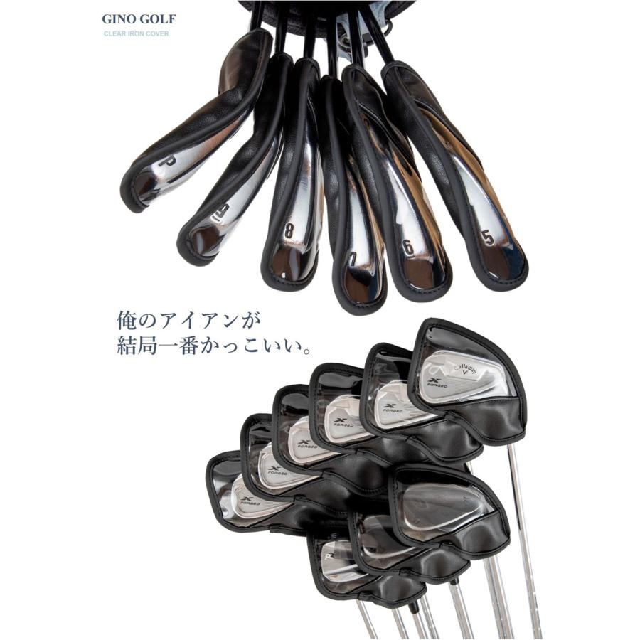 GINO GOLF クリア アイアンカバー 単品 3個セット 6個セット 9個セット 透明 マグネット 開閉 レザー カバー アイアン ヘッドカバー ウェッジカバー クラブカバ | ブランド登録なし | 11