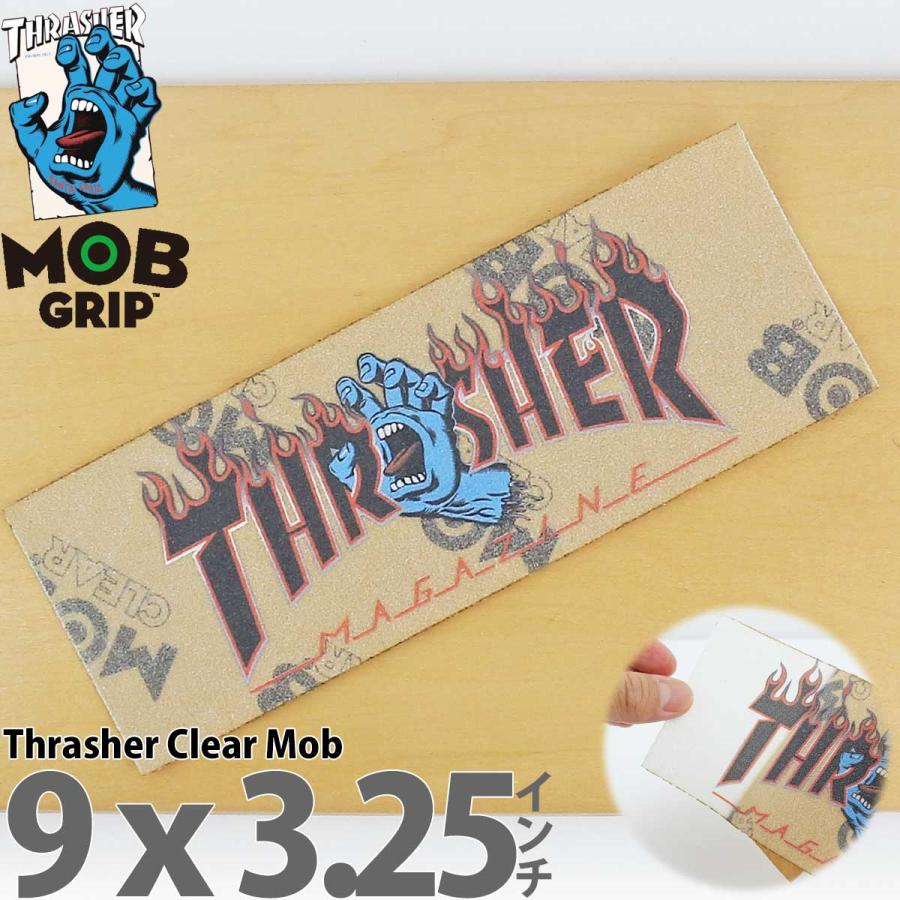 サンタクルーズ 9インチ スケボー デッキテープ Santa Cruz Thrasher Clear Mob Stripes Grip