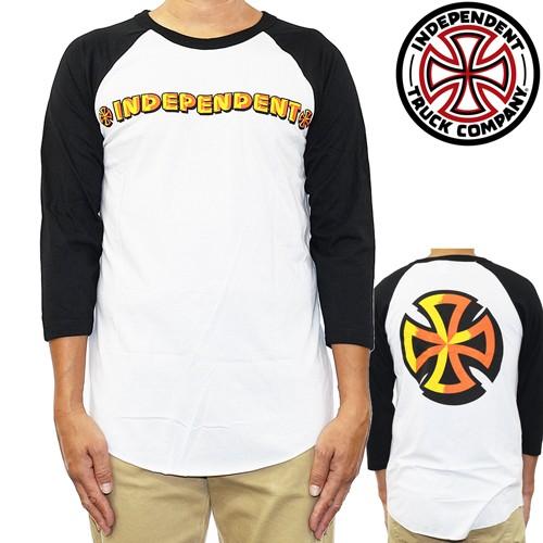 Independent インディペンデント ラグラン 七分袖Tシャツ 白/赤 M INDEPENDENT TRUCK COMPNY INDEPENDENT インディペンデント インディー