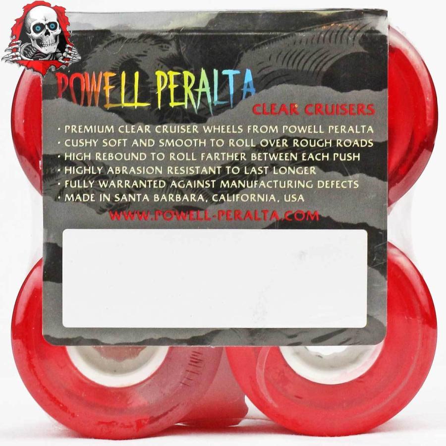 パウエル ペラルタ スケボー ソフトウィール 55mm 80A クリアクルーザー レッド Powell Peralta Clear Cruiser Wheels Red スケートボード ストリート タイヤ | POWELL | 01