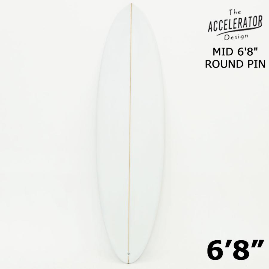Accelerator PU MID 6'8" クリア ラウンド ピン アクセルレーター グレー サーフボード  デッキコンケーブ FCSIIフィン付 | サーパス