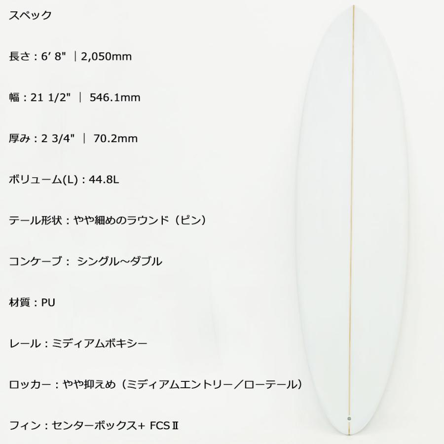 Accelerator PU MID 6'8" クリア ラウンド ピン アクセルレーター グレー サーフボード  デッキコンケーブ FCSIIフィン付 | サーパス | 10