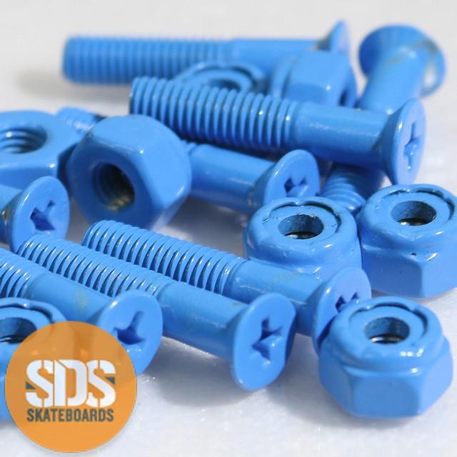 スケボー ボルト ナット ネジ 1インチ ハードウェア コーティングブルーセット 8本 スケートボード スケート カラービス | BLANK | 01