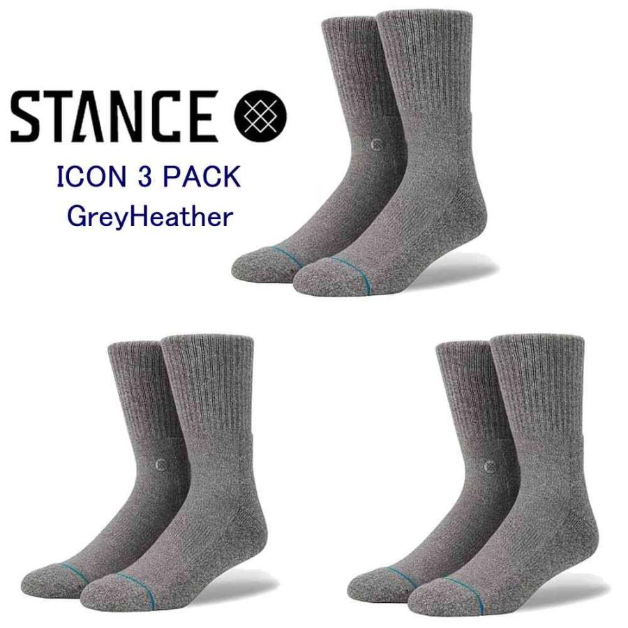 スタンス ソックス Stance Socks 靴下 Icon Grey Heather 3足セット メンズ L 25.5-29.0cm | STANCE