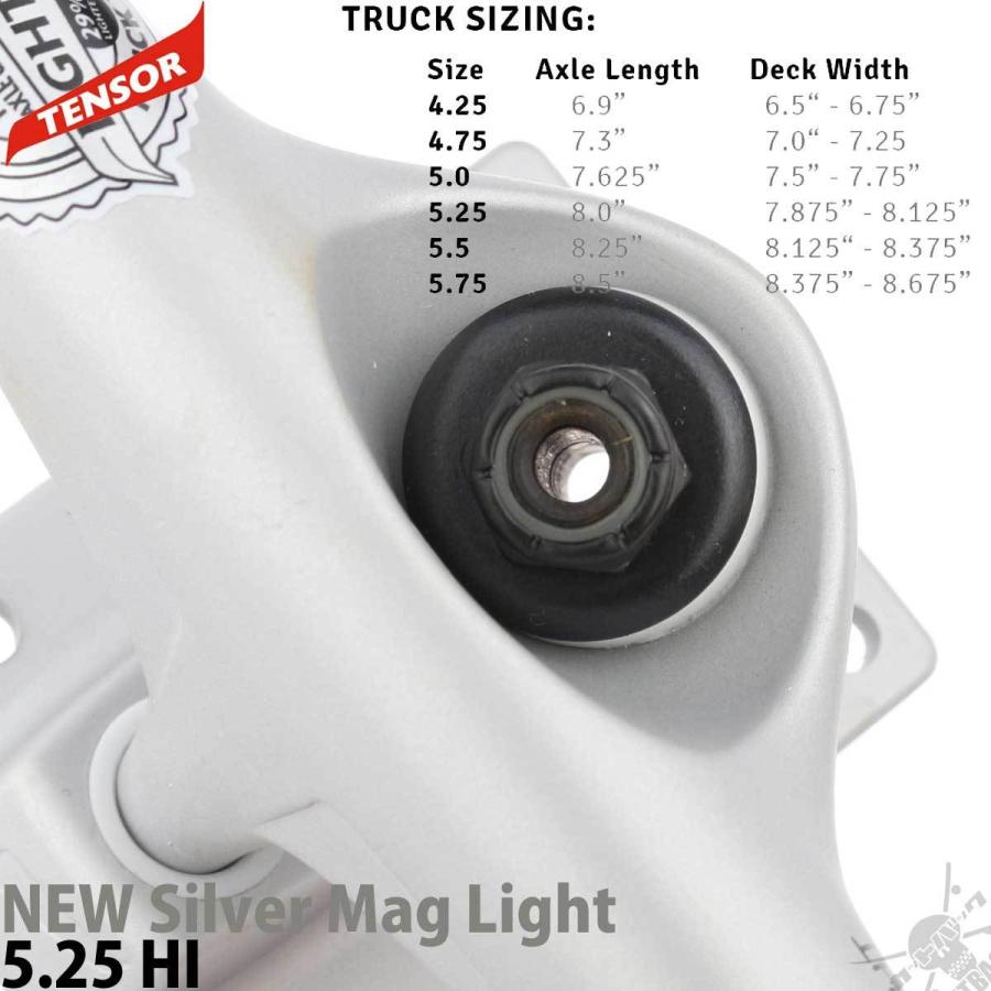 スケボートラックTENSOR MAG LIGHT LOW 5.25 シルバー スケートボード トラック TENSOR TRUCK テンサー トラック MAG