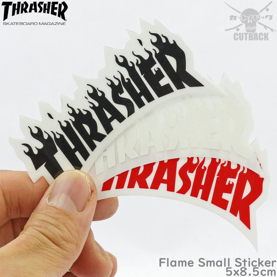 Thrasher スラッシャー ステッカー Flame Small Sticker ブラック スケートボード フレーム スケボー シール ブランド スーツケース オシャレ | THRASHER | 01