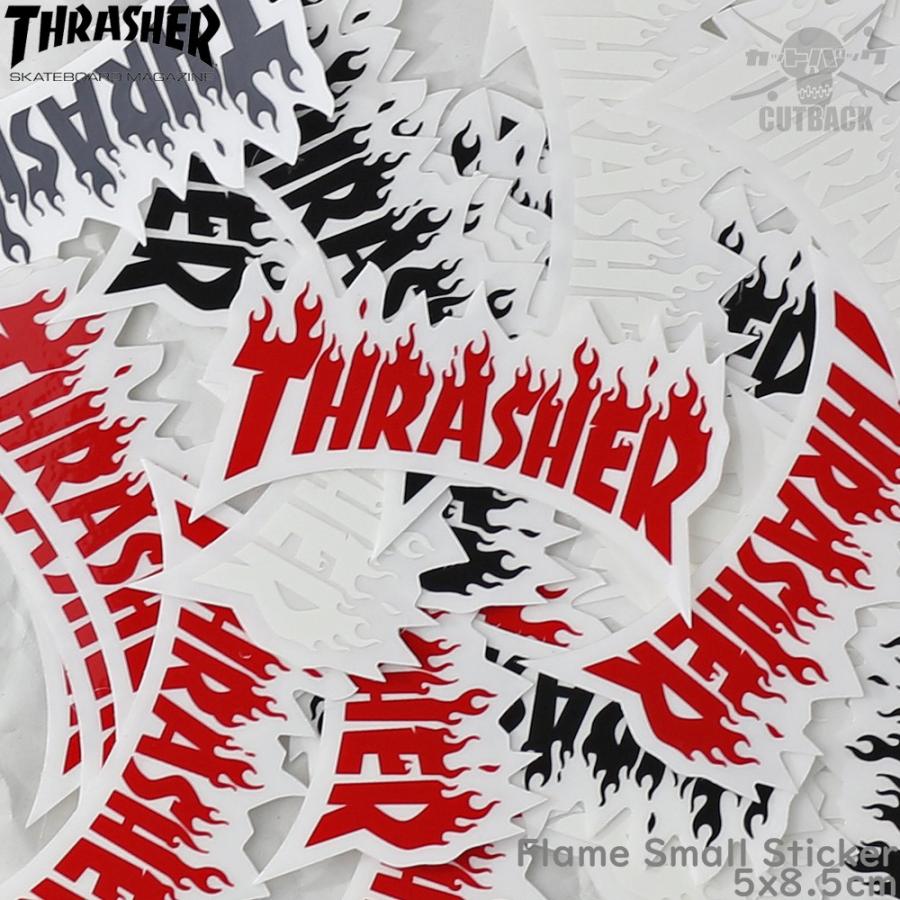 Thrasher スラッシャー ステッカー Flame Small Sticker ブラック スケートボード フレーム スケボー シール ブランド スーツケース オシャレ | THRASHER | 02