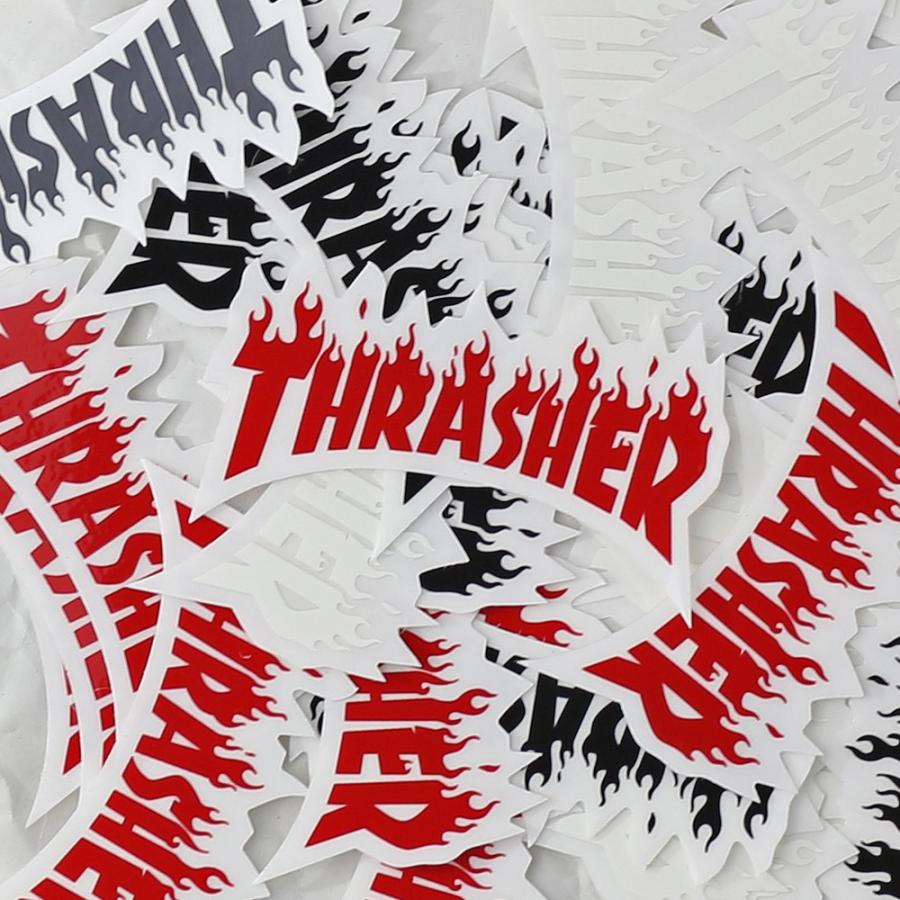 Thrasher スラッシャー ステッカー Flame Small Sticker ホワイト スケートボード フレーム スケボー シール ブランド スーツケース オシャレ | THRASHER | 02