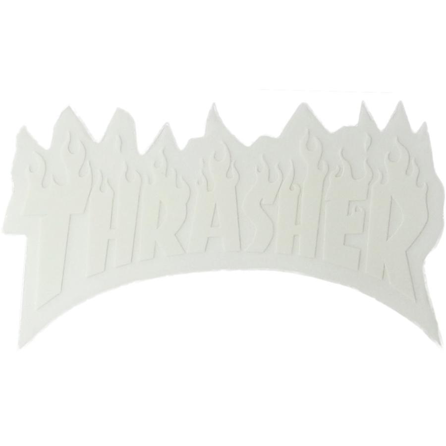 Thrasher スラッシャー ステッカー Flame Small Sticker ホワイト スケートボード フレーム スケボー シール ブランド スーツケース オシャレ | THRASHER | 03