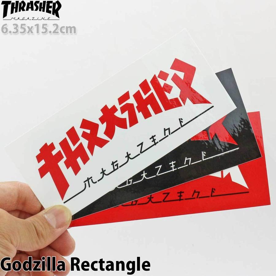 スケボー ステッカー スラッシャー ゴジラ レクタングル Thrasher Godzilla Rectangle スケートボード シール ブランド 車 おしゃれ スマホ スノーボード 人気 | THRASHER | 01