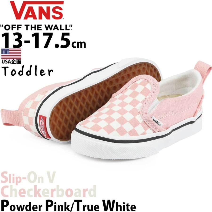 USA企画 バンズ キッズ スリッポンVans Kids Slip On V Pink / White クラシック チェッカーボード チェック シューズ 男の子 女の子 靴 ブランド｜cutback2