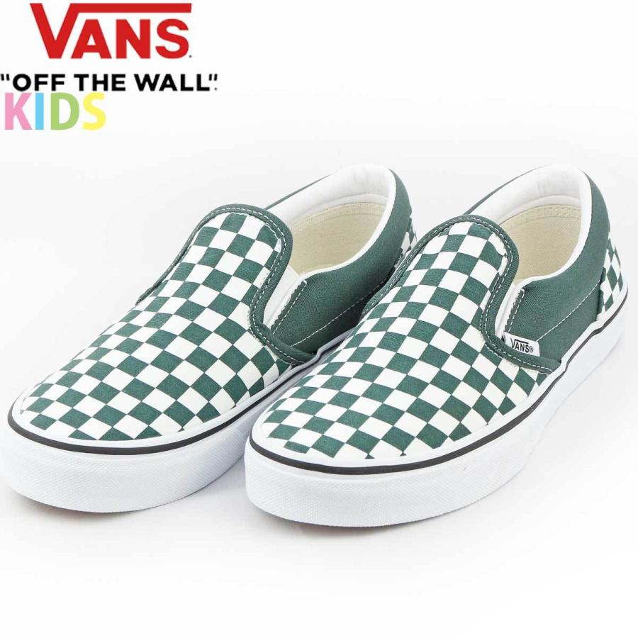 バンズ キッズ スリッポン 23-25cm Vans Checkerboard Slip On Green / White スケボー スケートボード チェック ストリート シューズ 子供 靴 US企画 メンズ｜cutback2｜04