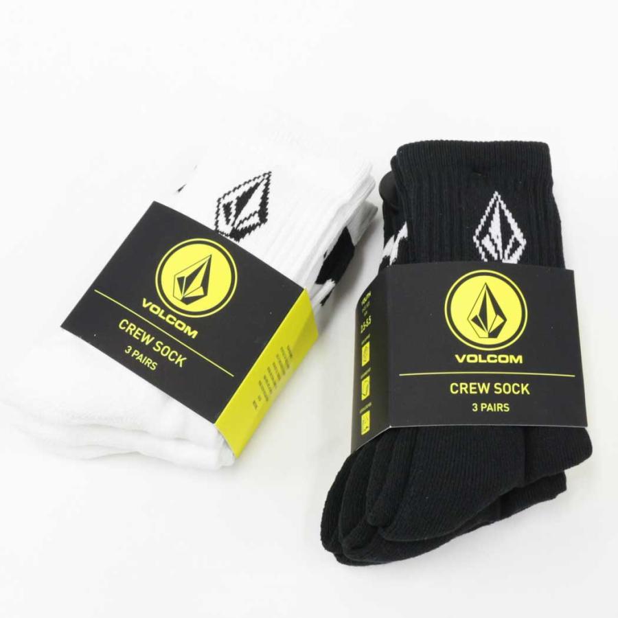 ボルコム フルストーンソックス 3足パック Volcom Big Boys Full Stone Sock 3 Pack  ブラック BLK ホワイト WHITE アウトドア サーフフィン 靴下 3足入り | VOLCOM | 03