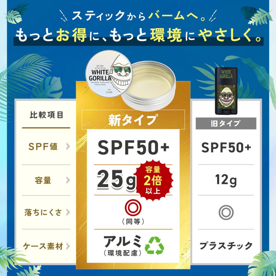 日焼け止め ホワイトゴリラ クリア White Gorilla Clear UV SPF50+ フローラルムスク バーム 固形25g ウォータープルーフ | ブランド登録なし | 01