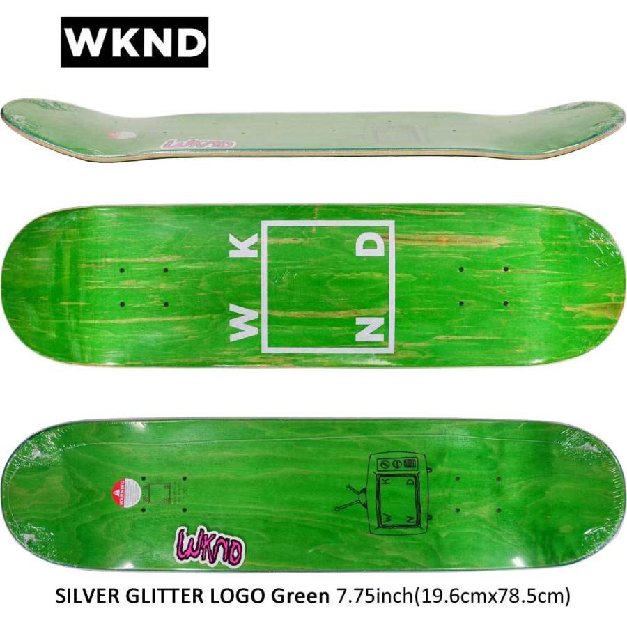 WKED 7.75 インチ スケボー デッキ ウィークエンド スケートボード Silver Glitter Logo Green かっこいい おすすめ  人気 ブランド :wknd-157:スケートボード専門店カットバック - 通販 - Yahoo!ショッピング