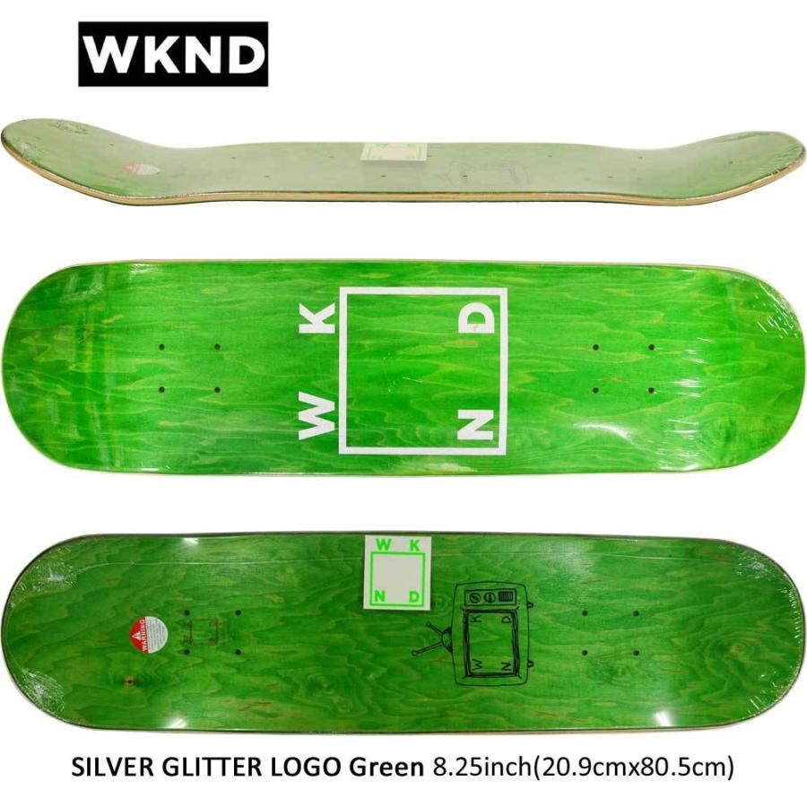 WKND 8.25インチ スケボー デッキ ウィークエンド スケートボード Silver Glitter Logo Green かっこいい おすすめ 人気 ブランド｜cutback2｜02