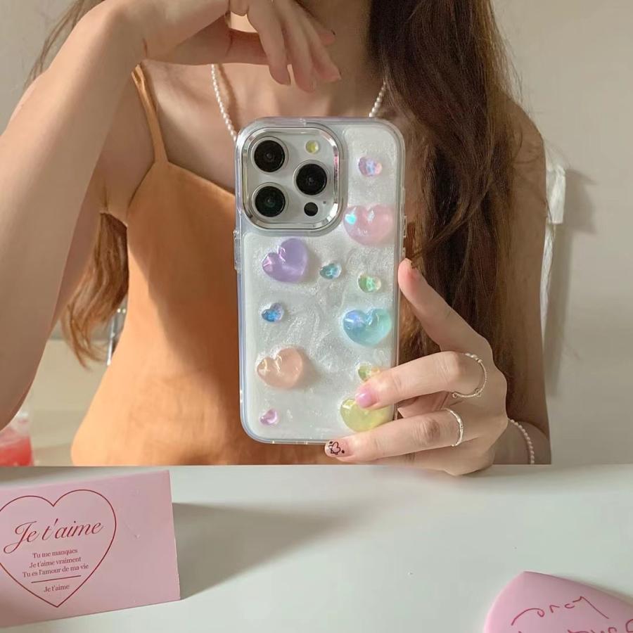 艶 立体ハート キラキラ 可愛い ガーリー 携帯ケース スマホケース
