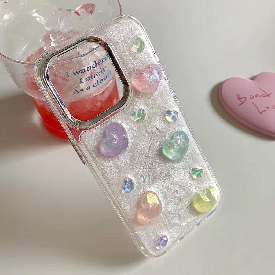 艶 立体ハート キラキラ 可愛い ガーリー 携帯ケース スマホケース