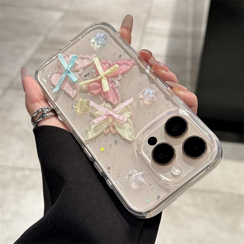 レジン 蝶 リボン ラメ 高級感 透明 スマホケース 全機種 iPhoneケース