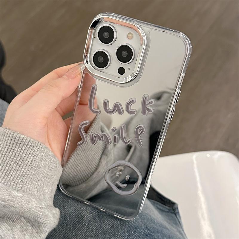 ミラー 鏡 スマイル ニコちゃん 可愛い シンプル スマホケース