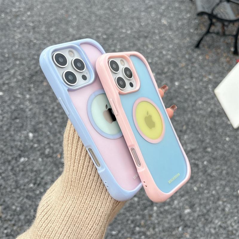 MagSafe対応】マカロンカラー マットクリアカラー 韓国 かわいい 半