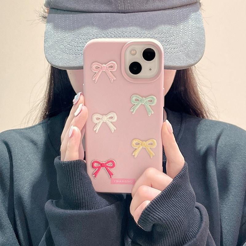 リボンいっぱい ピンク 高級感 フェイクレザー 縁結び 立体デコ