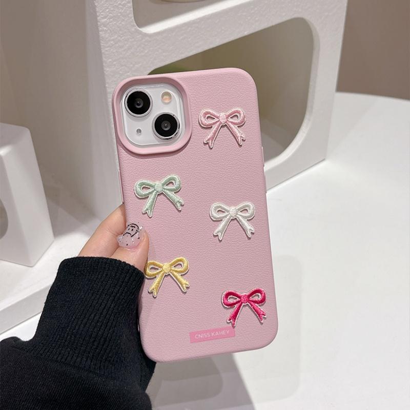 リボンいっぱい ピンク 高級感 フェイクレザー 縁結び 立体デコ