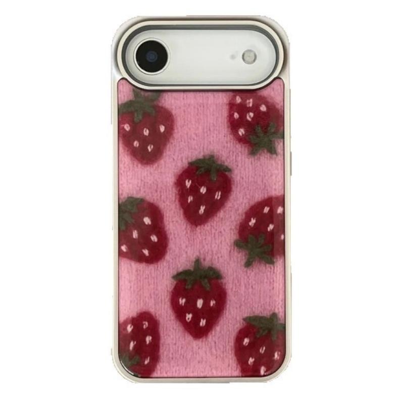 ニット風 イチゴ 光沢 可愛い キュート 韓国風 iPhoneケース