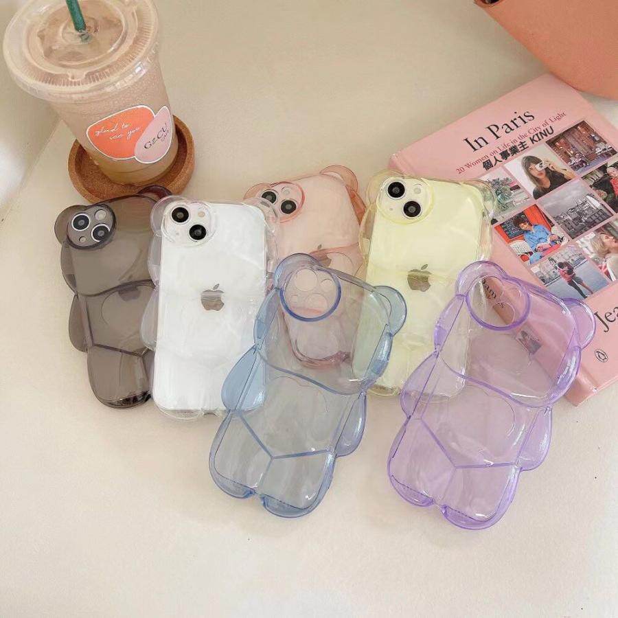 くま型 半透明 6色展開 流行 シンプル かわいい スマホケース 爆買X/XS