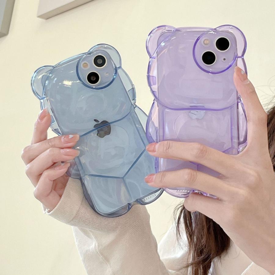 くま型 半透明 6色展開 流行 シンプル かわいい スマホケース 爆買X/XS
