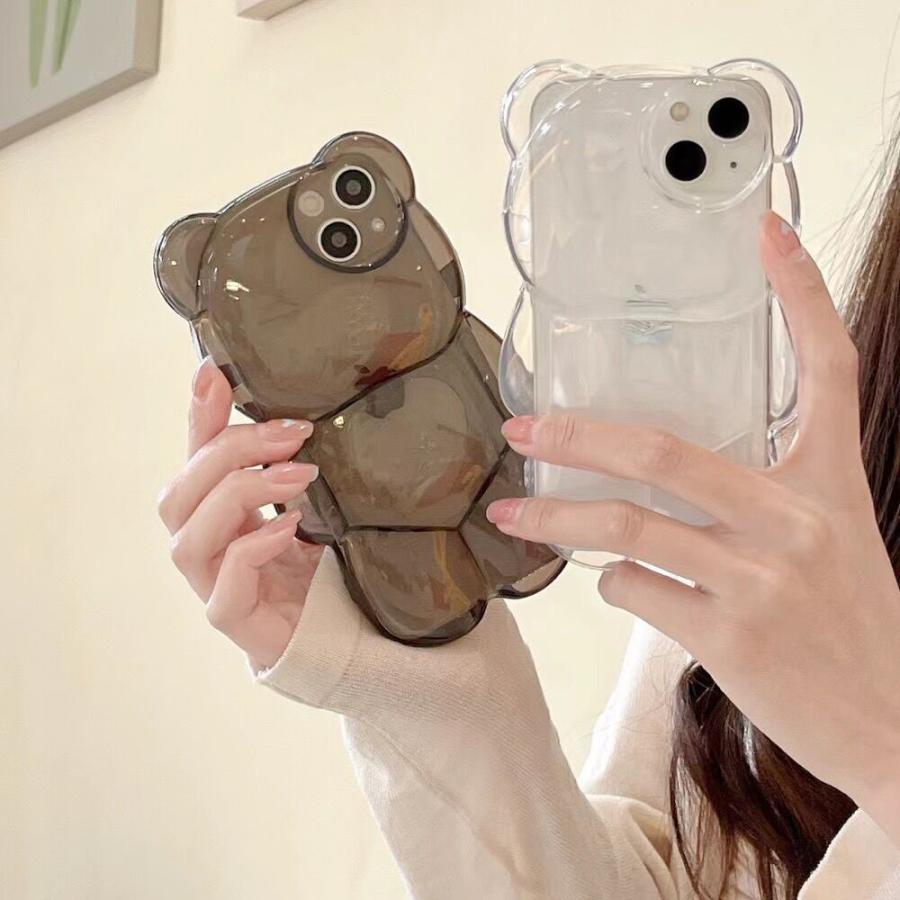くま型 半透明 6色展開 流行 シンプル かわいい スマホケース 爆買X/XS
