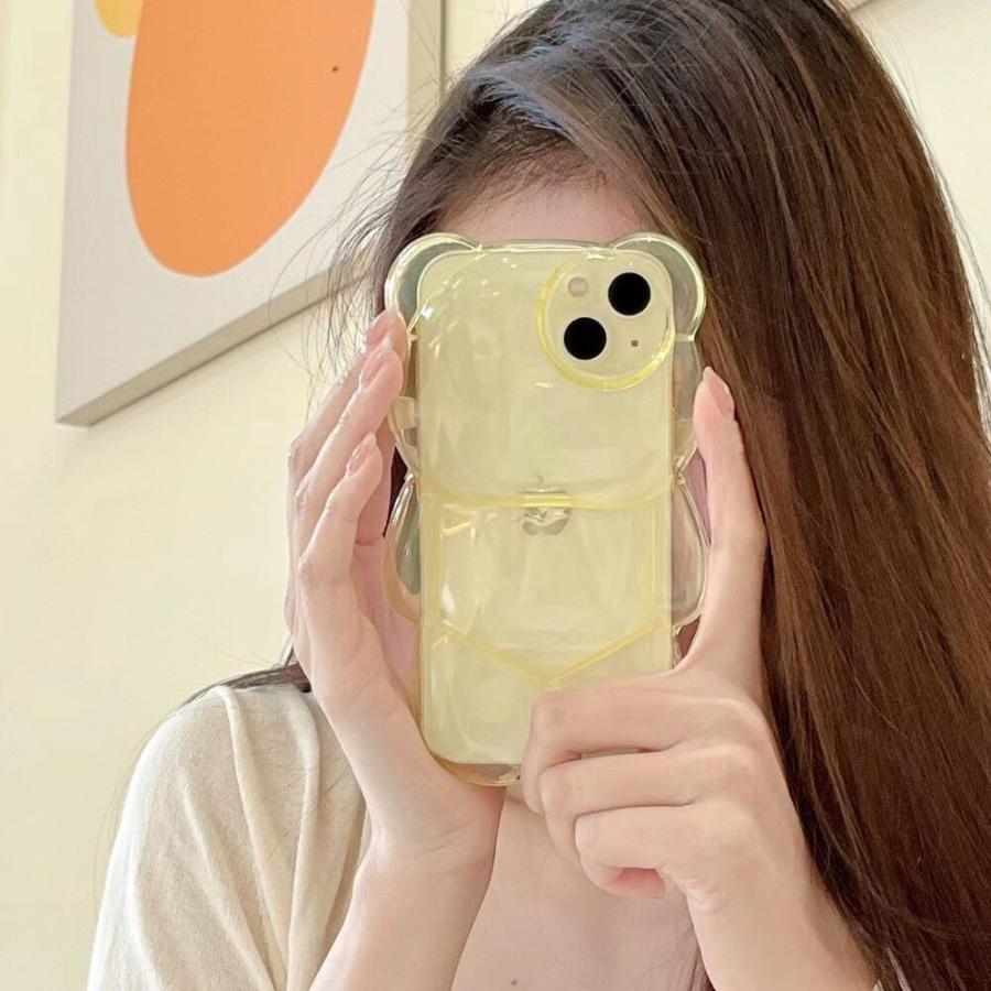くま型 半透明 6色展開 流行 シンプル かわいい スマホケース 爆買X/XS
