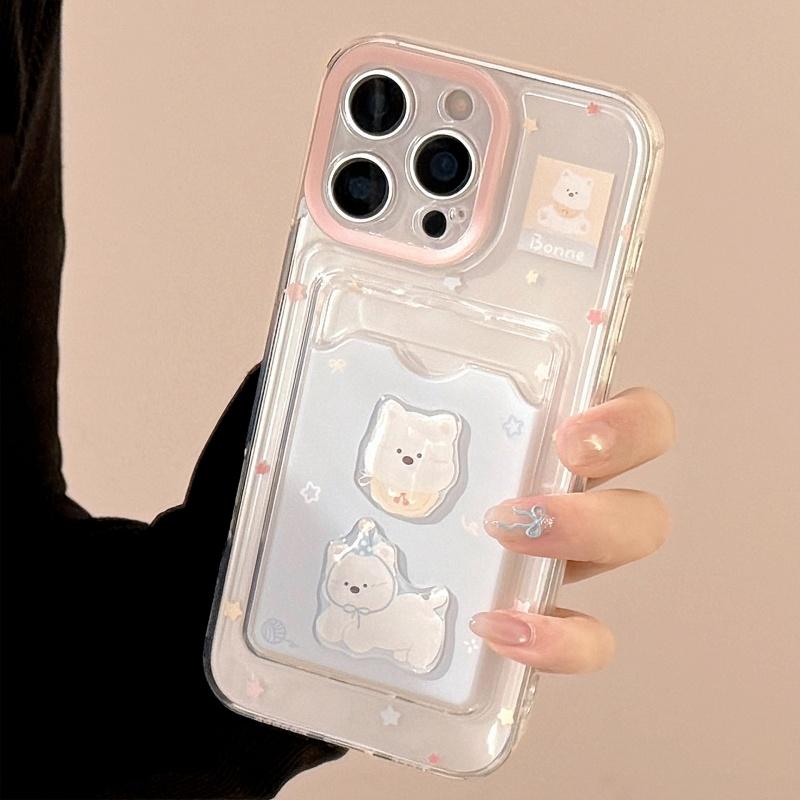 韓国風 犬 ワンコ わんちゃん 透明 クリアケース カード入れ 名刺入れ