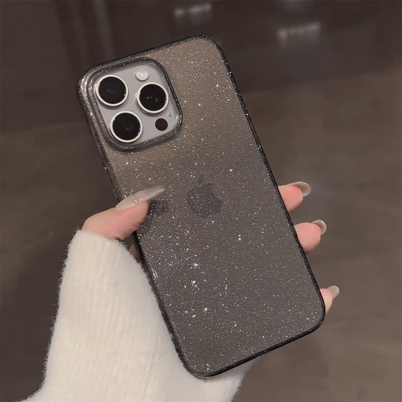キラキラ輝き ピンククリア 黒 透明 ラメ スマホケースiPhoneケース