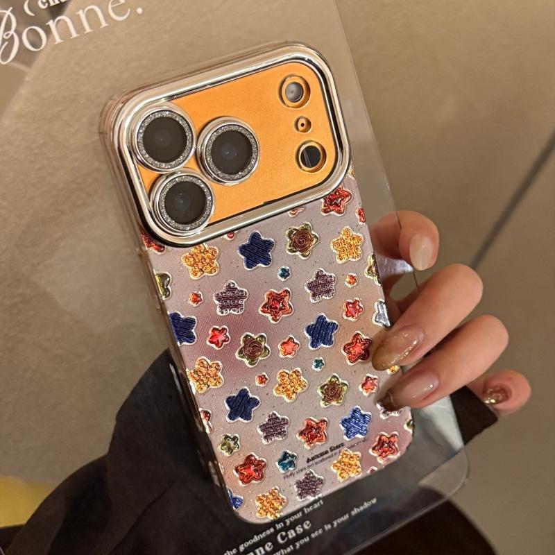 シール風 カラフル星 レンズラメ きらきら かわいい 爆買スマホケース