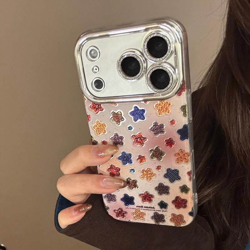 シール風 カラフル星 レンズラメ きらきら かわいい 爆買スマホケース