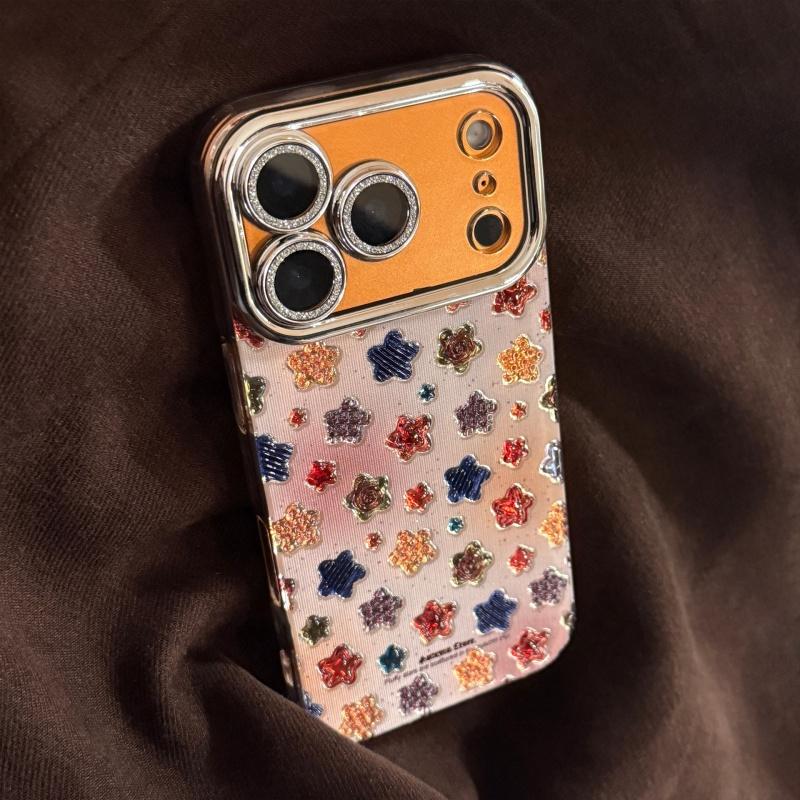 シール風 カラフル星 レンズラメ きらきら かわいい 爆買スマホケース