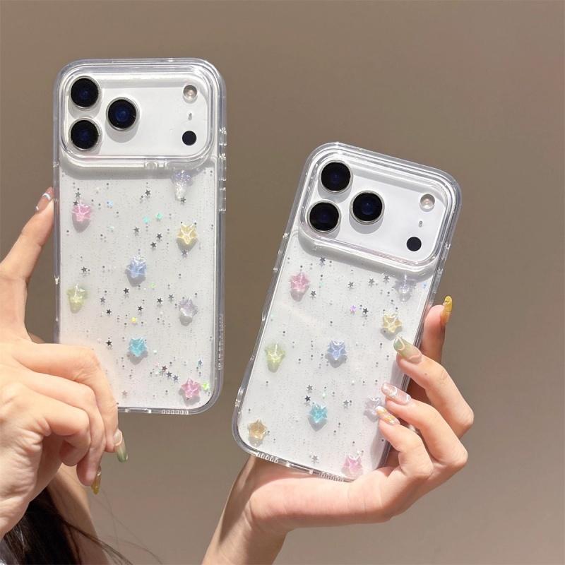 ぷくぷくシール風レジン風透明カラフル星立体星3Dぷっくり星柄ほのかの